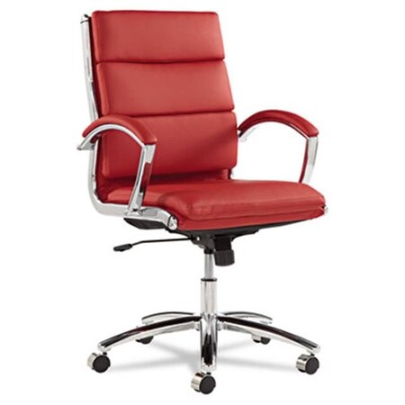 Alera Alera NR4239 Neratoli Mid-Back Swivel-Tilt Chair; Red Leather; Chrome Frame NR4239